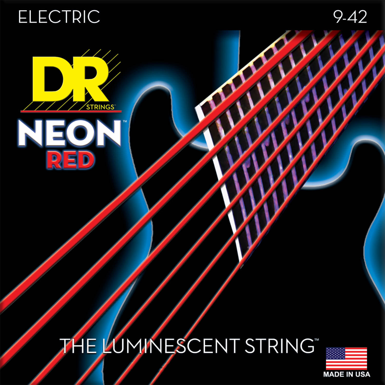 HI-DEF NEON RED ELECTRIC GUITAR STRINGS (LITE) [NRE-9]