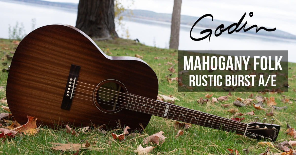 オール・マホガニー単板ボディー採用フォークサイズ・エレアコ「Godin Mahogany Folk Rustic Burst A/E」